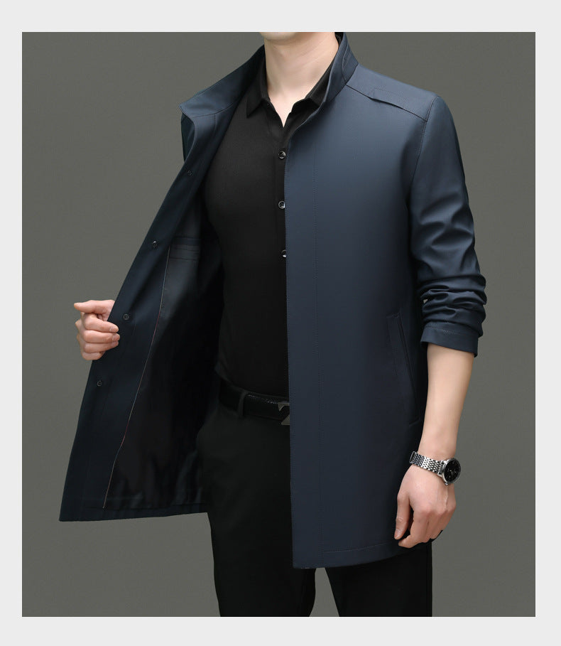 Is the brand of middle-aged and elderly men's windbreaker coat 2024 new winter stand collar long business dad cotton-padded jacket