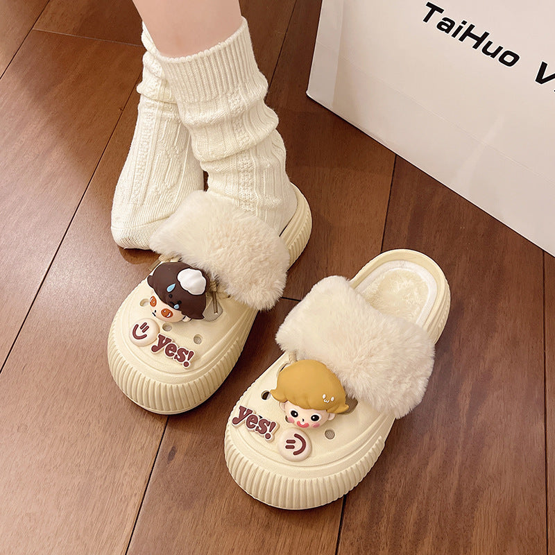 2025 New Cotton Slippers Removable Women's Winter Home Warm Fleece-Lined Home Plush Cotton Slippers Cute Slippers