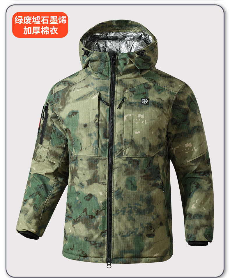 Upgraded Graphene Camouflage Cotton Coat, Thickeneded Cold-Proof and Waterproof Cotton Coat, Anti-Scratch and Wear-Resistant Cotton Jacket, Cold Storage Warm Cotton Coat