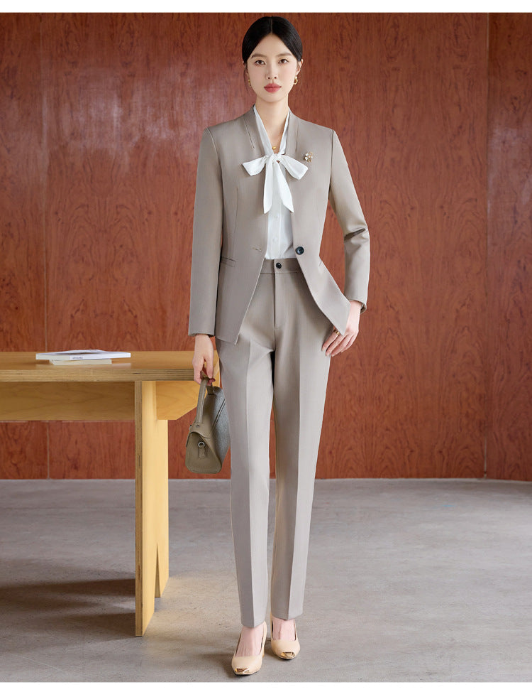 High-End Spring & Fall Hotel Front Desk Professional Wear Long-Sleeved Sales Department Reception 4S Store Sales Consultant Fashion Suit Suit