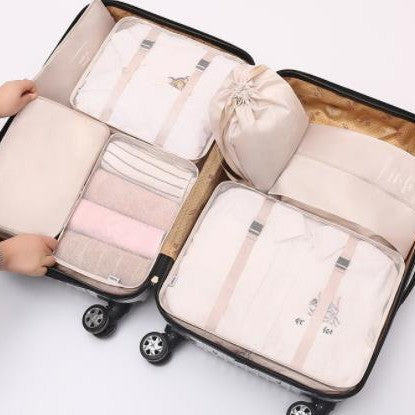 Travel Storage Bag Eight-Piece Storage Bag Waterproof Oxford Cloth Business Trip Makeup and Toiletry Classification Storage Set