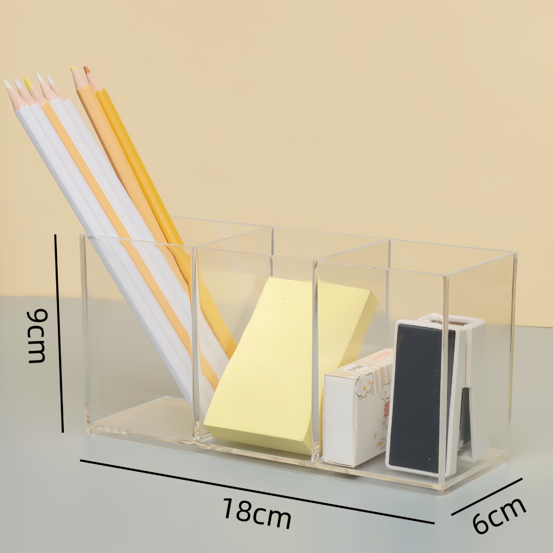 Multi-Grid Pen Holder Storage Box Makeup Brush Storage Tube Nordic Style Student Desktop Transparent Simple Style Solid Color Pen Holder