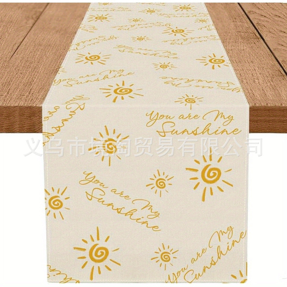 Linen Table Runner Pastoral Flower Lemon Summer Home Dining Table Outdoor Decoration Printed Tablecloth Table Runner