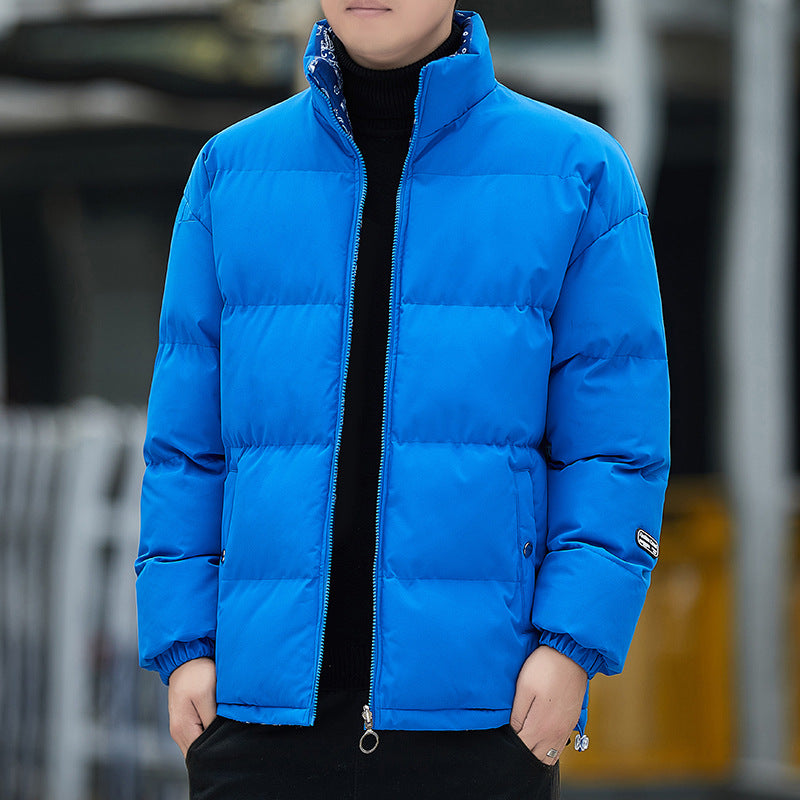 New cotton-padded coat men's winter fleece-lined thickened cotton-padded coat fashion brand Youth cotton-padded jacket Baita bread coat