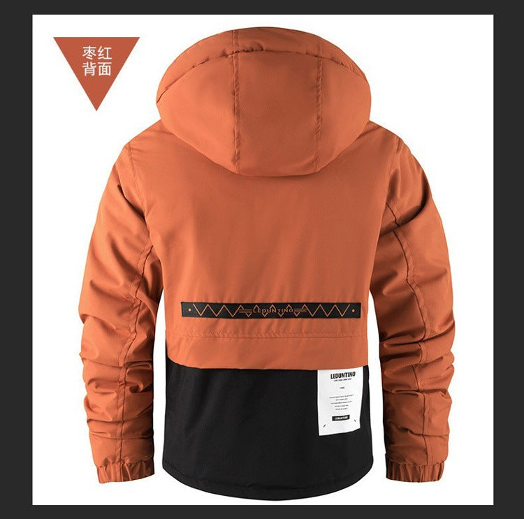 Cross-Border New Thickened Cotton Coat Outdoor Warm Cotton Coat Winter Men's Large Size Hooded Jacket Waterproof Jacket Wholesale