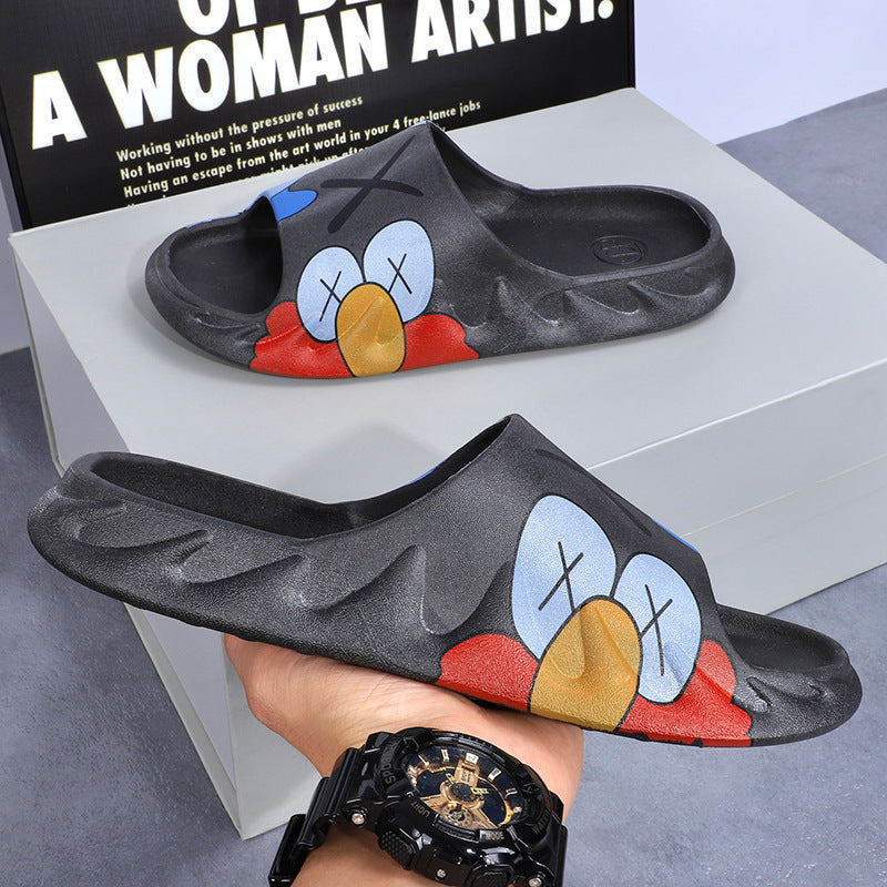 2025 New Style Slippers Men's Sporty Style Summer Odor-proof Non-slip Casual Flame Trendy Couple's Home Slippers
