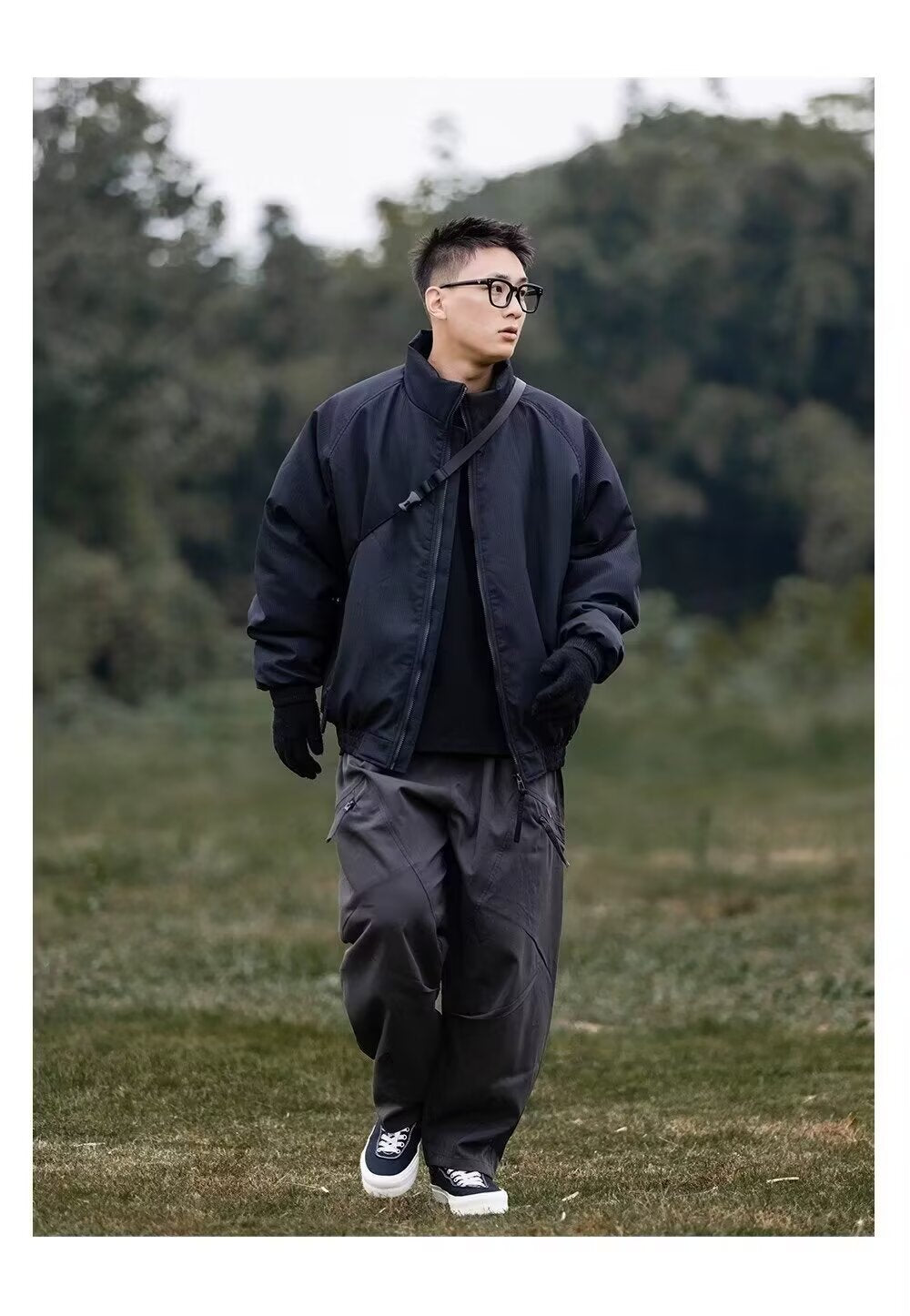 Japanese Vintage Tooling Trend Men's and Women's Loose Vertical Collar Short Cotton-padded Coat Winter Men's American Army Green Cotton Coat Jacket