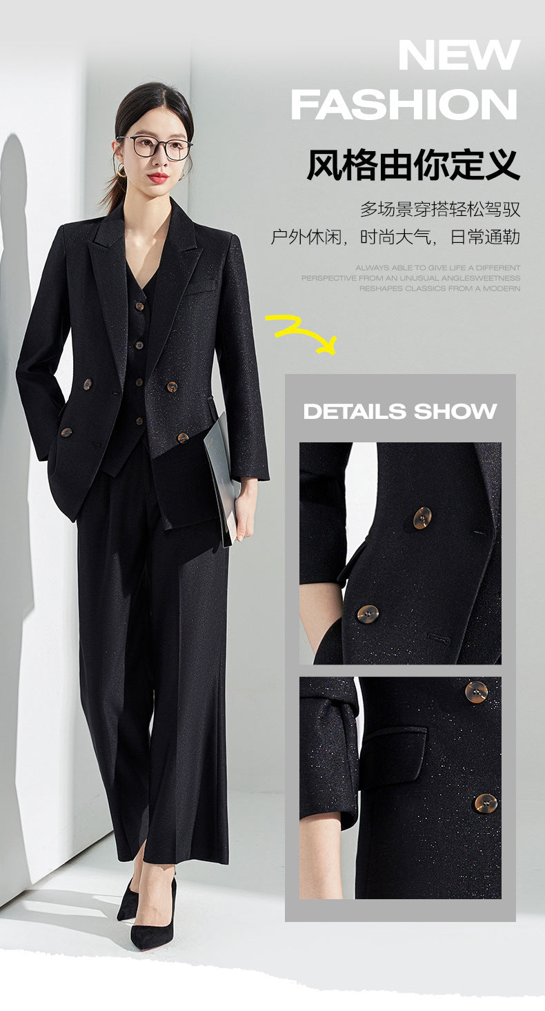 Blue Classy Professional Suit Suit for Women 2025 Spring & Fall New Style Workplace Formal Wear Elegant Work Clothing Three-Piece Suit