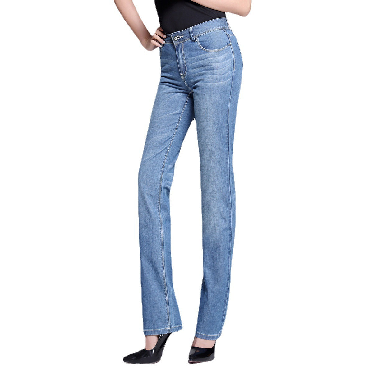 [Throwing goods] Spring and Autumn high waist straight jeans women's loose straight pants ladies pants thin