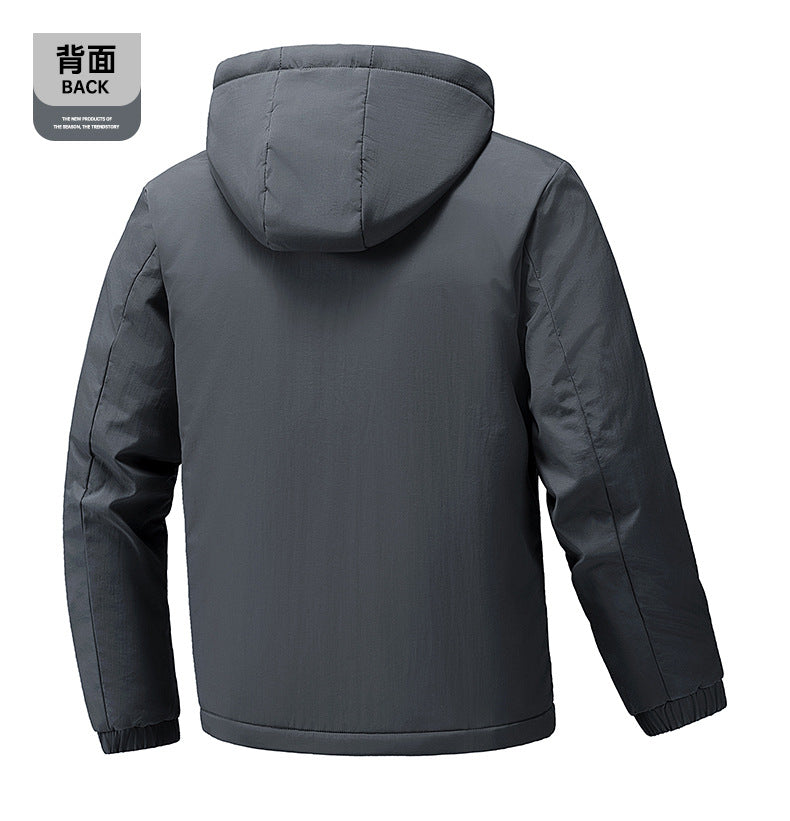 Cross-Border Graphene Cotton Jacket for Men in Autumn and Winter with Detachable Hood, Casual Velvet Thickened Warm Cotton Jacket, Jacket