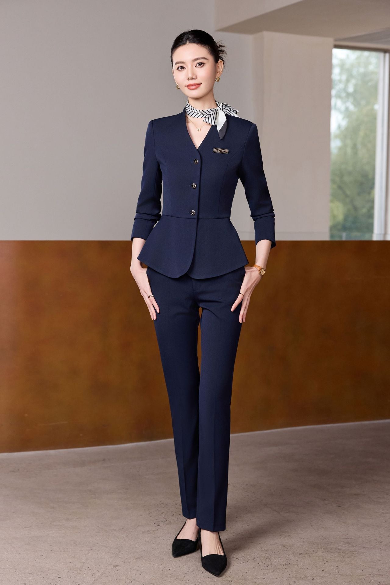 Dark Blue Suit Suit for Women 2025 Autumn and Winter New Professional Formal Wear Fashionable Workwear Jewelry Store Work Clothes