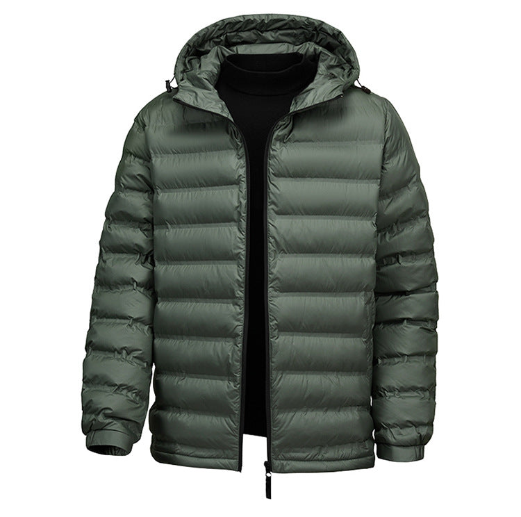 Cross-Border Wholesale 2025 Winter New Cotton-Padded Men's Short Hooded Jacket Trendy Brand Sports Warm Top Men's Clothing