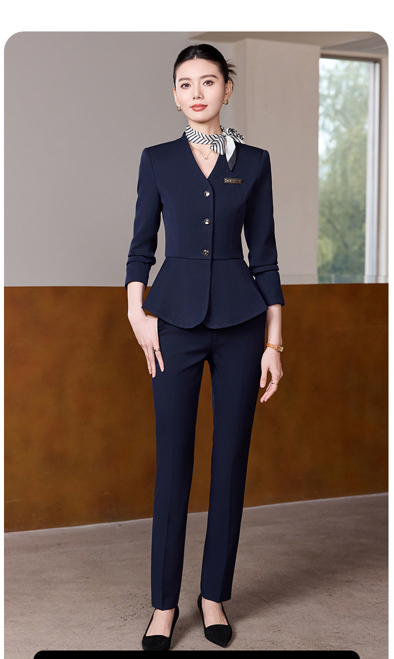 Dark Blue Suit Suit for Women 2025 Autumn and Winter New Professional Formal Wear Fashionable Workwear Jewelry Store Work Clothes