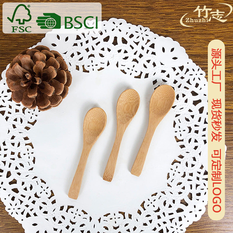 Factory hot selling children spoon mini soup spoon jam honey ice cream small bamboo spoon bamboo spoon wholesale