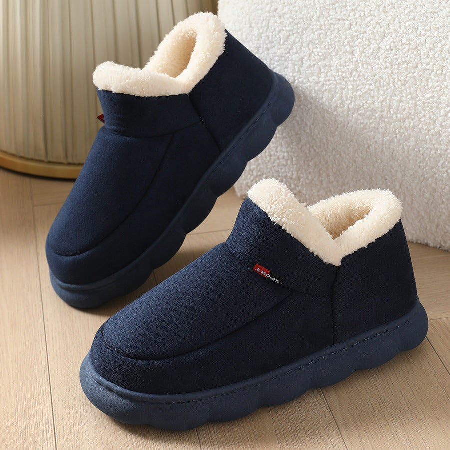 high quality Bag Heel Cotton Shoes Men's Winter Home Room Interior Velvet Warm Non-slip Suede Thick Sole Cotton Shoes for the Elderly