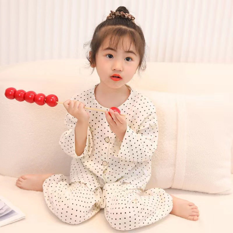 New Class A Children's Cotton Yarn Pajamas suit Boys and Girls Home Clothes Two-piece Cotton Baby's Spring and Autumn and Summer Children's Clothing