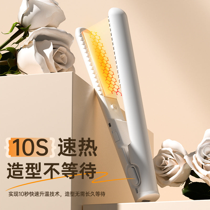 Cross-Border Direct Hair Straightener Curling Iron for Women, Student Dormitory Dual-Use USB Small Electric Hair Straightener and Curling Iron