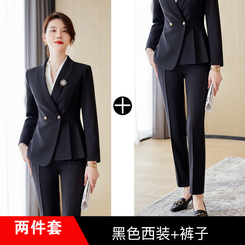 Cross-border High-end Professional suit Women's New Double-breasted Suit Fashion Elegant Goddess Style Work Clothes Interview Dress