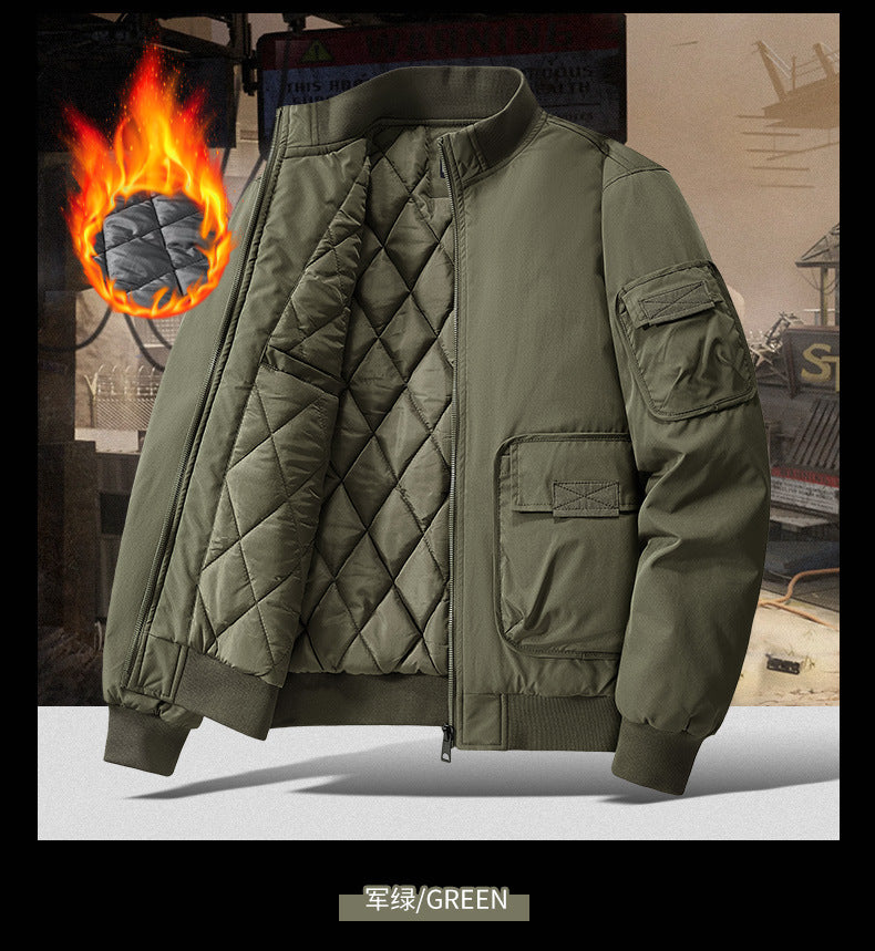 Flying Suit Men's Jacket Cotton Coat Autumn and Winter American Retro Loose Casual Middle-aged Casual Jacket Cotton Coat Coat