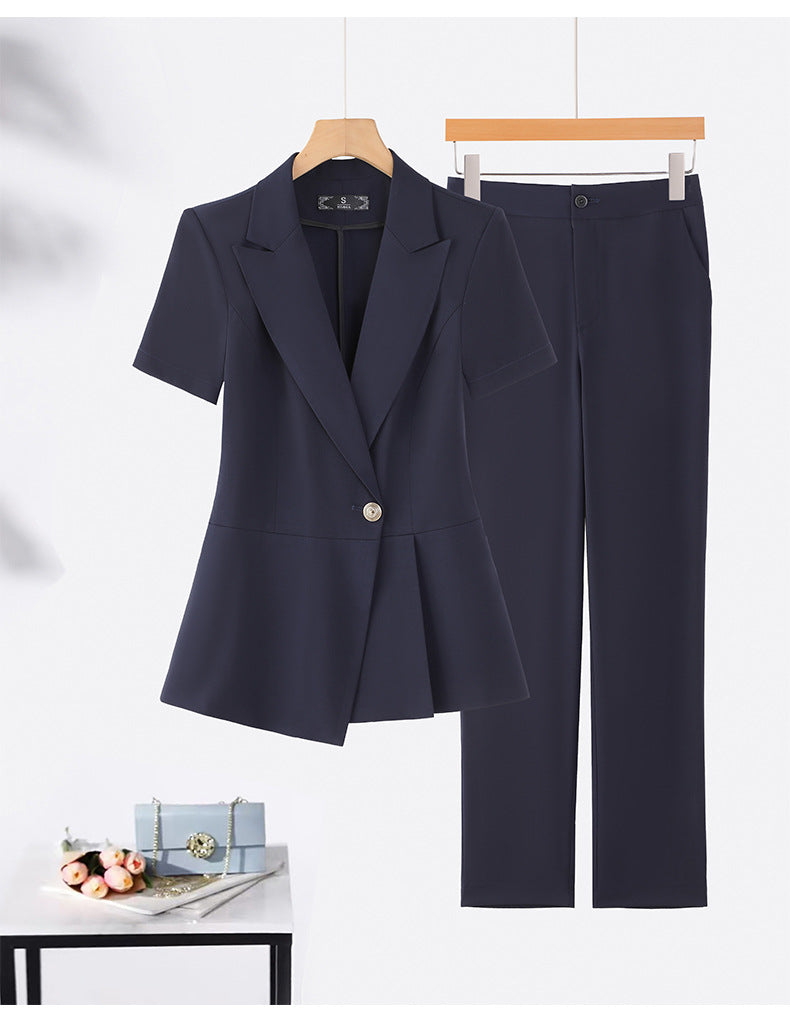 Cross-Border Professional Suit Set for Women, New Summer Manager Formal Wear, Interview High-End Short-Sleeved Thin Work Clothes for Spring