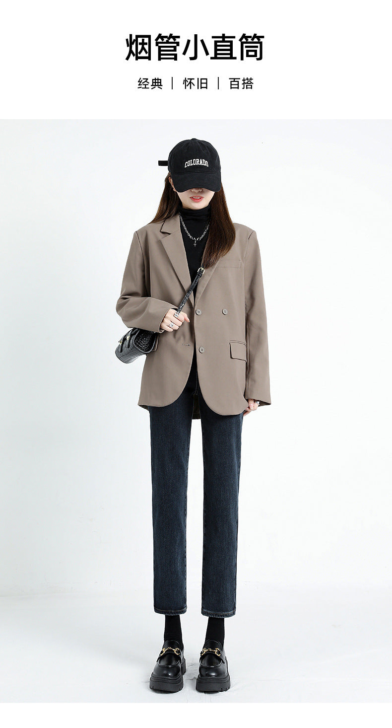 Women's Cropped Cigarette Pants 2026 New Autumn High-Waisted Slim-Fit Stretchy Skin-Friendly Comfortable Baguette Narrow Straight-Leg Pants