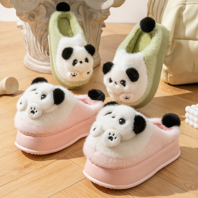 Cotton Slippers Women's 2024 New Cartoon Panda Indoor Foot Warming Panda Indoor and Outdoor Cold-proof Plush Slippers with Thick Bottom