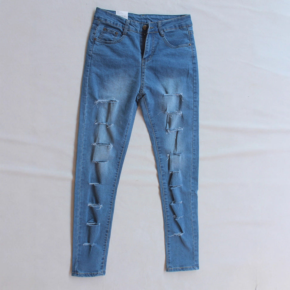 AliExpress Hot Selling Jeans Amazon Ripped Stretch Cotton European and American Jeans Foreign Trade Women's Pants Factory Outlet