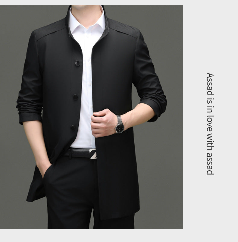 Is the brand of middle-aged and elderly men's windbreaker coat 2024 new winter stand collar long business dad cotton-padded jacket