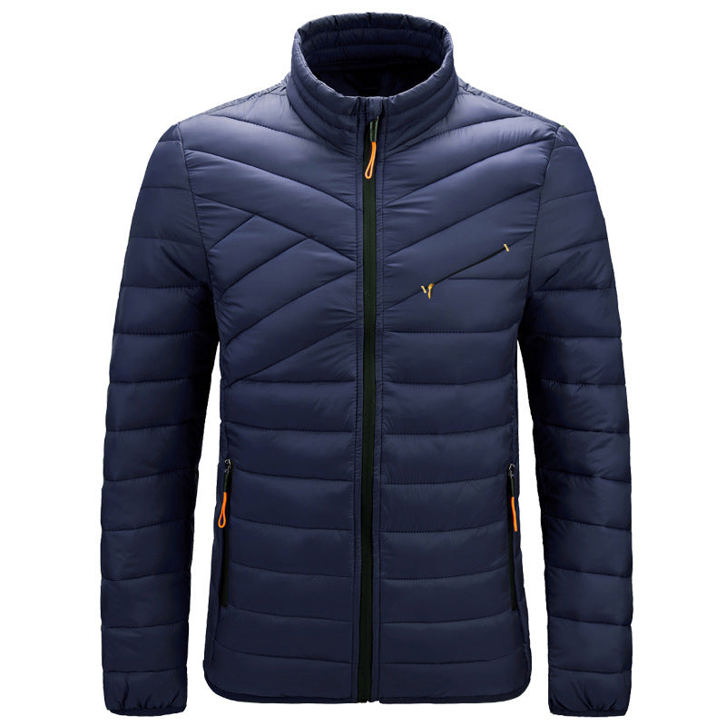 Cross-Border Cotton Coat Men's New Stand-Up Collar Cotton Jacket Simple Men's Clothing Imitation down Casual Jacket Amazon Cotton Coat