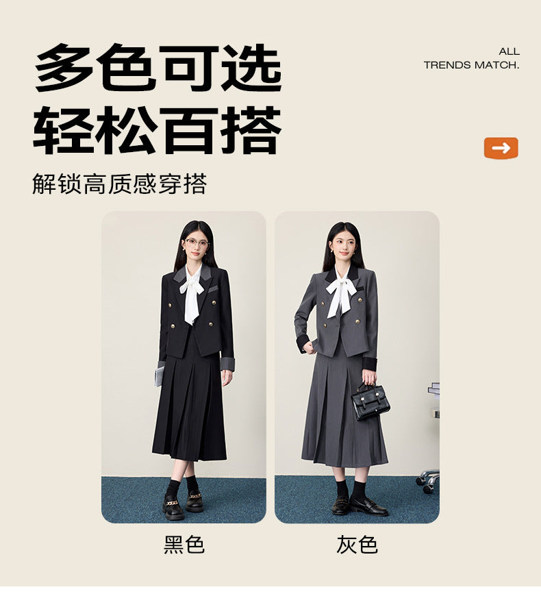 Gray Suit Jacket Female Preppy Style College Student Interview Professional Formal Wear Petite Girl Suit Suit Skirt Autumn