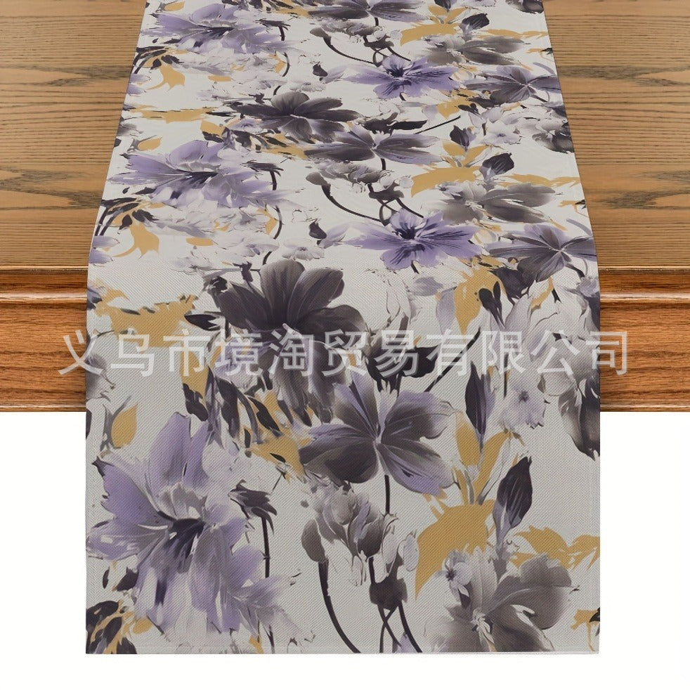 Linen Table Runner Pastoral Flower Lemon Summer Home Dining Table Outdoor Decoration Printed Tablecloth Table Runner