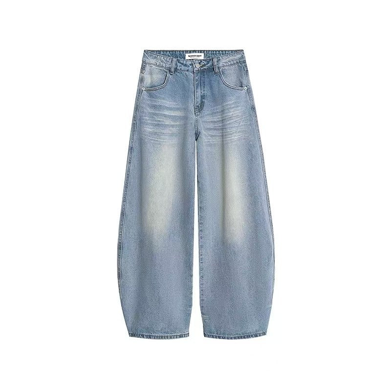 Women's Spring and Summer Thin Drape Jeans 2025 New Fashion High-Waisted Slimming Light Blue Straight Wide-Leg Floor-Length Pants
