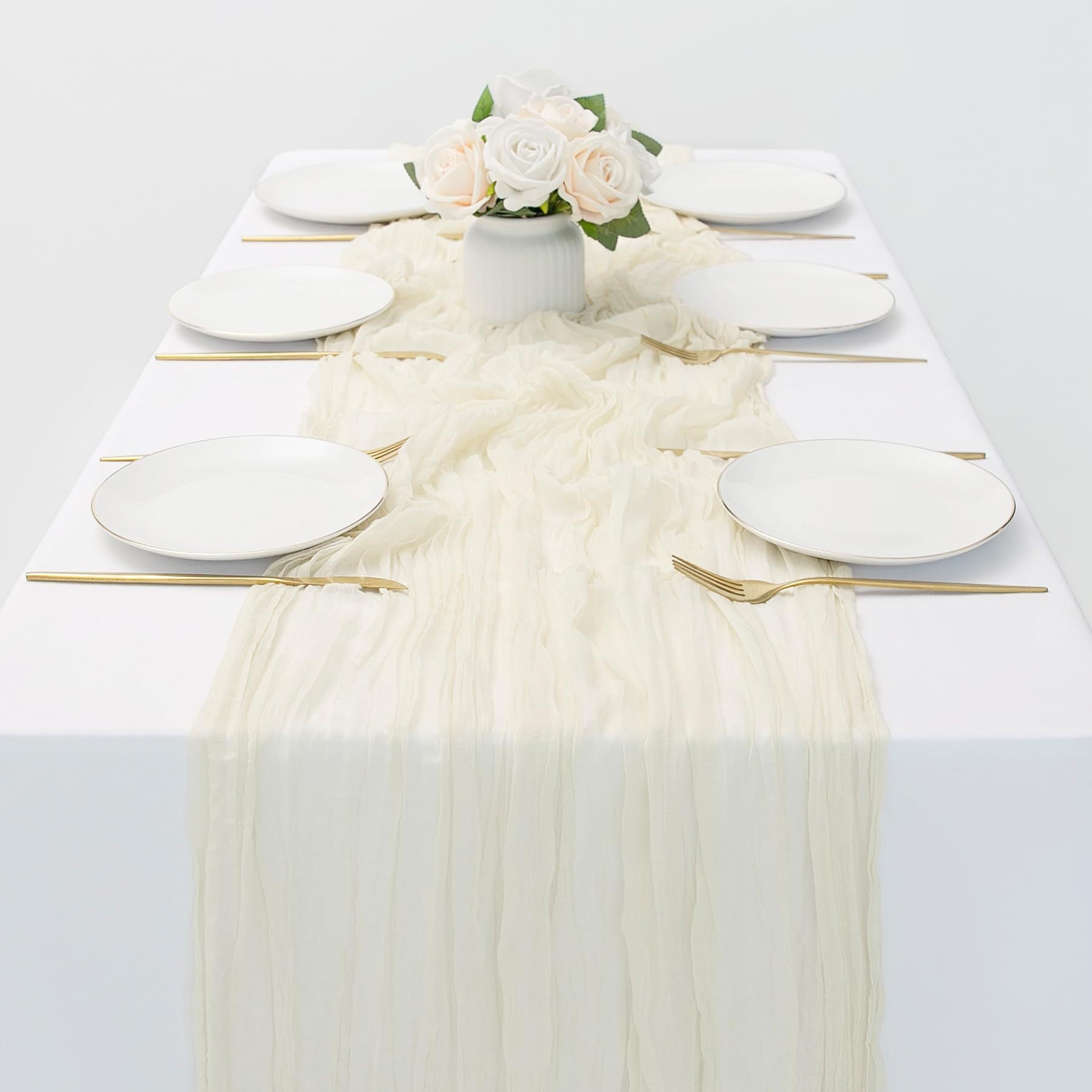 Cross-border foreign trade wholesale Bali yarn wrinkled table flag twist table flag tablecloth wedding party decoration wrinkled table flag