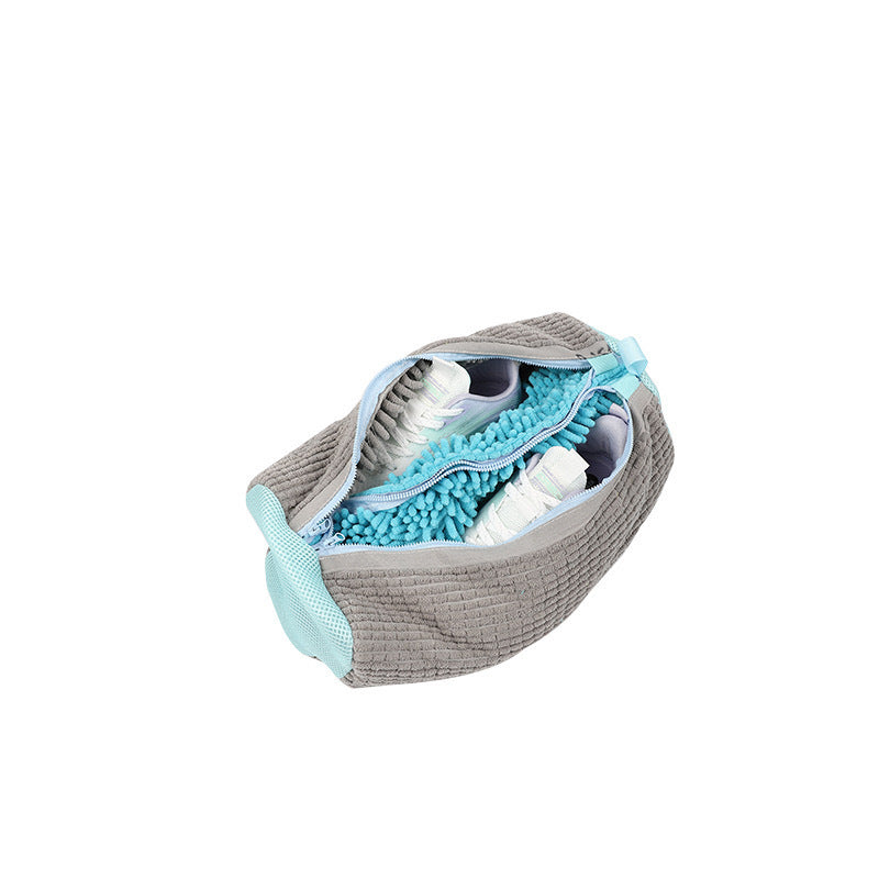 Cross-border New Lazy Double Pull Shoe Washing Bag Washing Machine Shoe Protection Deformation Prevention Washing and Cleaning Artifact Household Soft Wool