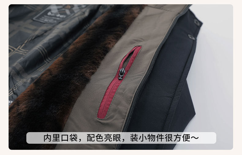 Factory Direct Supply Rechargeable Heated Cotton Jacket for Men, Fleece-Lined Thickened Hooded Coat, Middle-Aged and Elderly Warm Parka