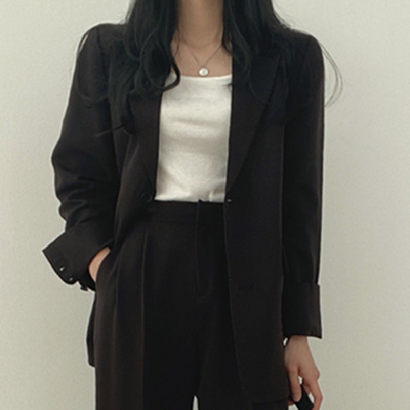 Suit Jacket High Sense Women's Spring and Autumn Design Sense Thin Niche Professional suit Temperament Slim-fit Small Suit Two-piece Set