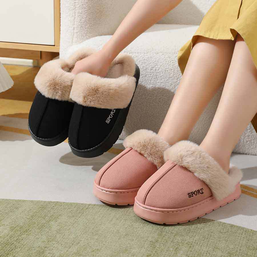 2024 new slippers fleece-lined thickened home warm thick-soled cotton shoes women's non-slip indoor winter plush cotton slippers
