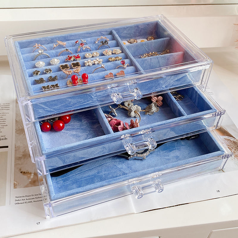 Jewelry Box Storage Box Desktop Anti-Oxidation Earrings Necklace Ring Hairpin Display Stand High-End Hand Jewelry Box