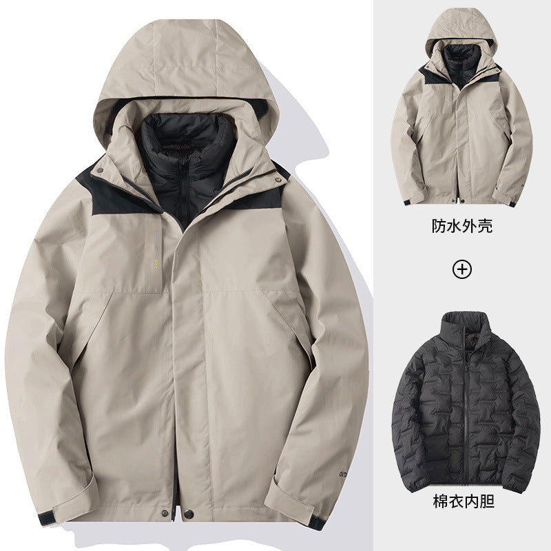 Cross-Border European Size Cotton Coat Liner Three-In-One Jacket to Prevent Cold Winter and Keep Warm for Couples Outing and Mountaineering Clothing with Customized Logo