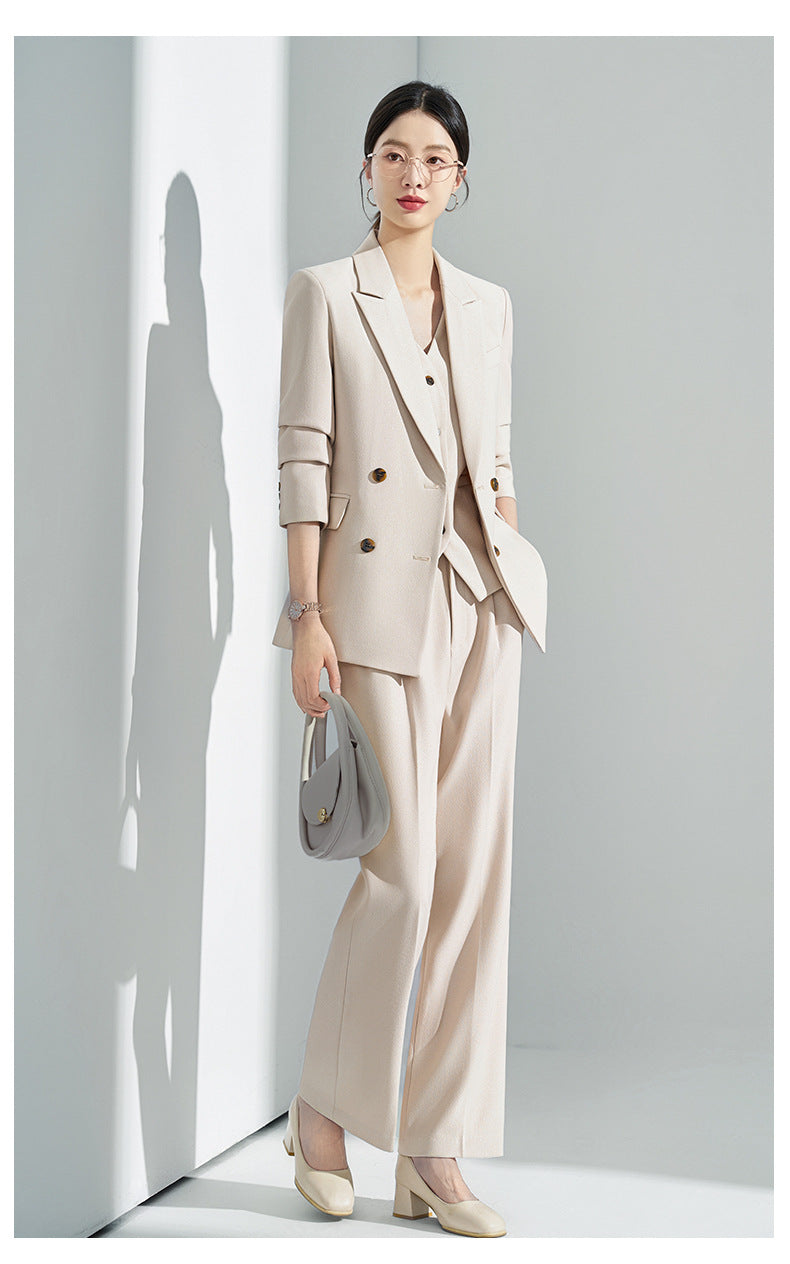 Blue Classy Professional Suit Suit for Women 2025 Spring & Fall New Style Workplace Formal Wear Elegant Work Clothing Three-Piece Suit