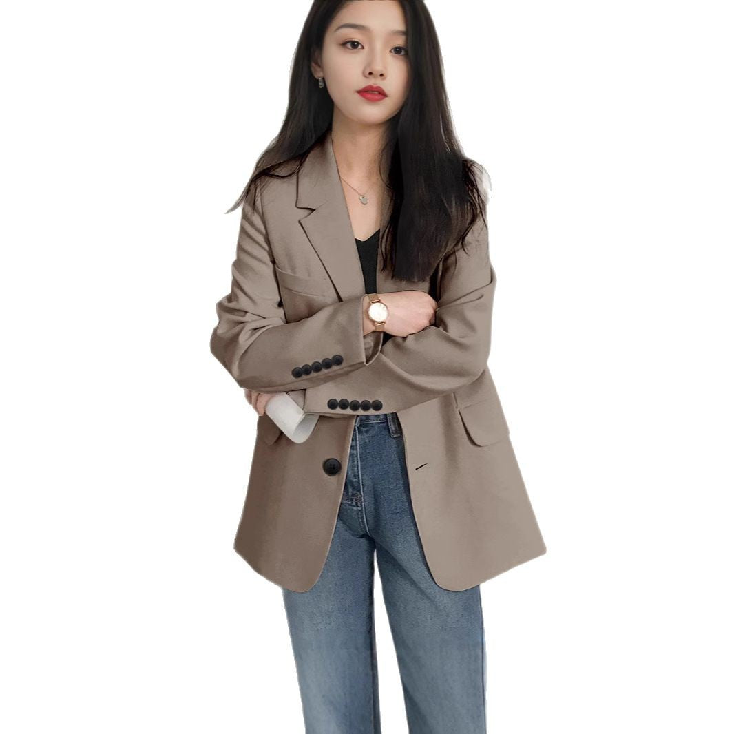 Commuting Style Blazer for Women 2025 Korean Version Spring and Autumn Loose Long-Sleeved Suit Jacket Versatile Korean Style Commuting