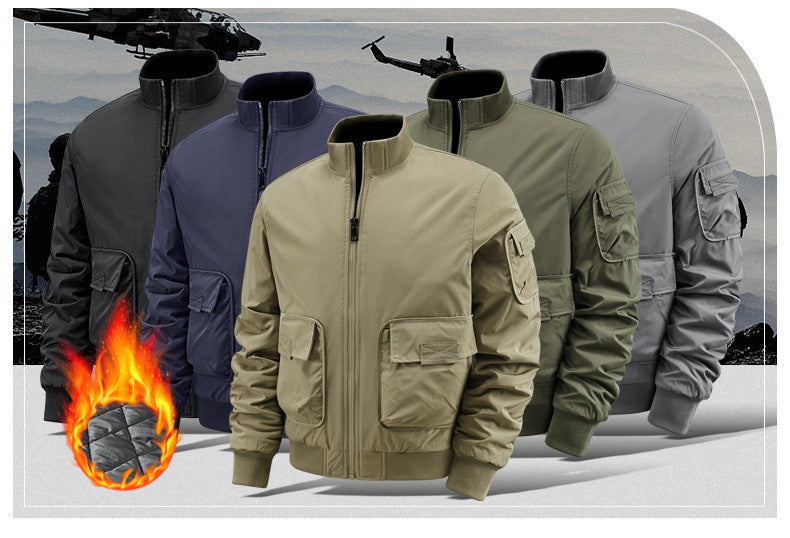 Flying Suit Men's Jacket Cotton Coat Autumn and Winter American Retro Loose Casual Middle-aged Casual Jacket Cotton Coat Coat