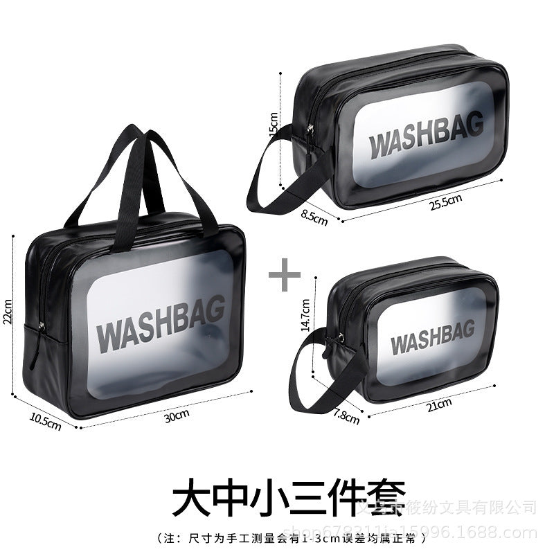 Korean Satchel Cosmetic Bag Pvc Dry and Wet Separation Toiletry Bag Satchel Waterproof Bath and Swimming Frosted Storage Bag