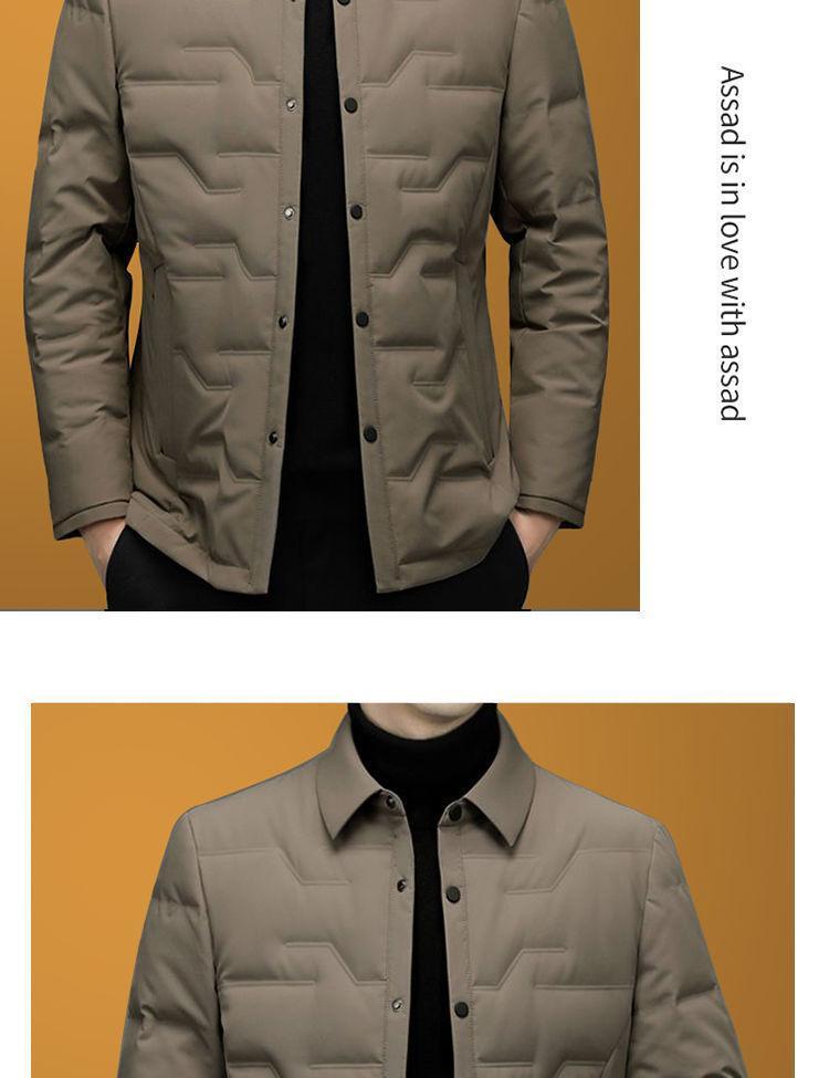 Middle-Aged Men's Autumn and Winter Lapel Jacket, Dad's Cotton Coat, Thickened Warm Cotton-Padded Jacket, Men's Winter Cotton Coat