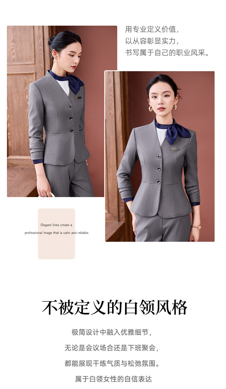 Gray Suit Suit for Women 2025 New Spring & Fall High-End Business Attire Formal Hotel Front Desk Manager Work Clothes