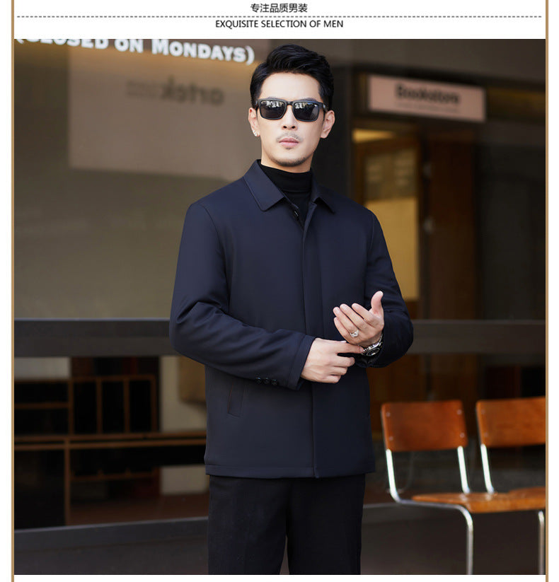 2024 New Middle-aged Men's Cotton-padded Jacket Thick Warm Cotton-padded Jacket Brand Business Lapel Down Cotton-padded Jacket for Men