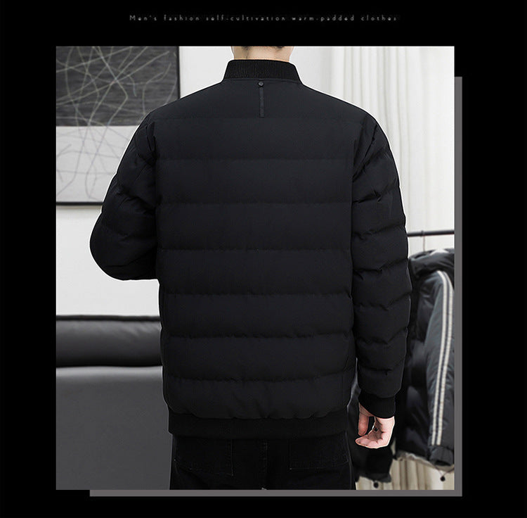 FS Standard Men's Baseball Collar Jacket Korean Style Casual Autumn and Winter Cotton Clothes Youth Handsome Outerwear All-match Coat Men's Trendy