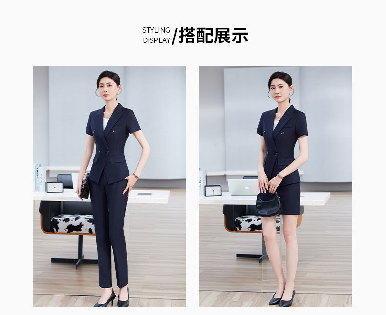High-End Short-Sleeved Suit for Women 2025 Summer New Style Professional Wear Hotel Manager Bank Work Clothes