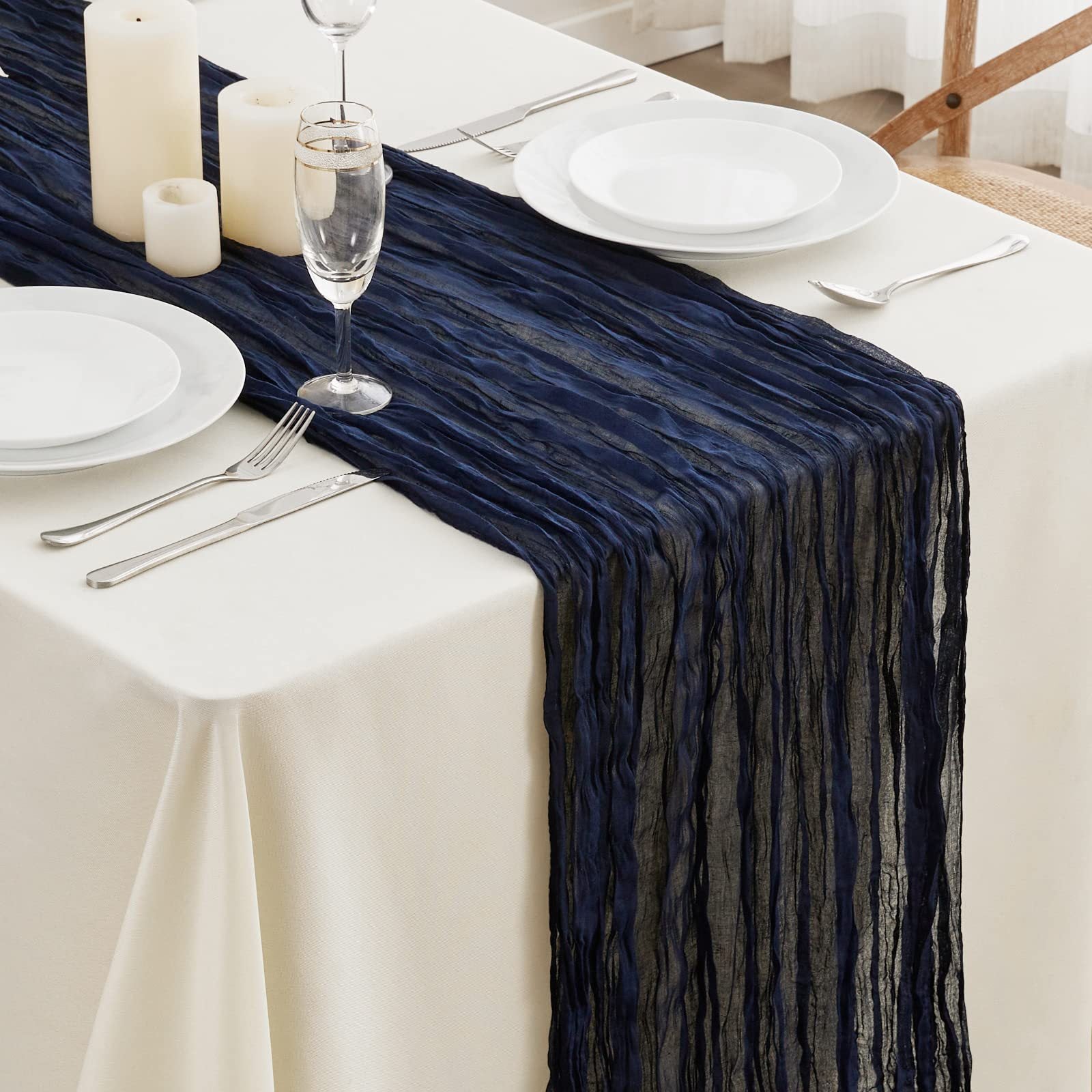 Cross-border foreign trade wholesale Bali yarn wrinkled table flag twist table flag tablecloth wedding party decoration wrinkled table flag