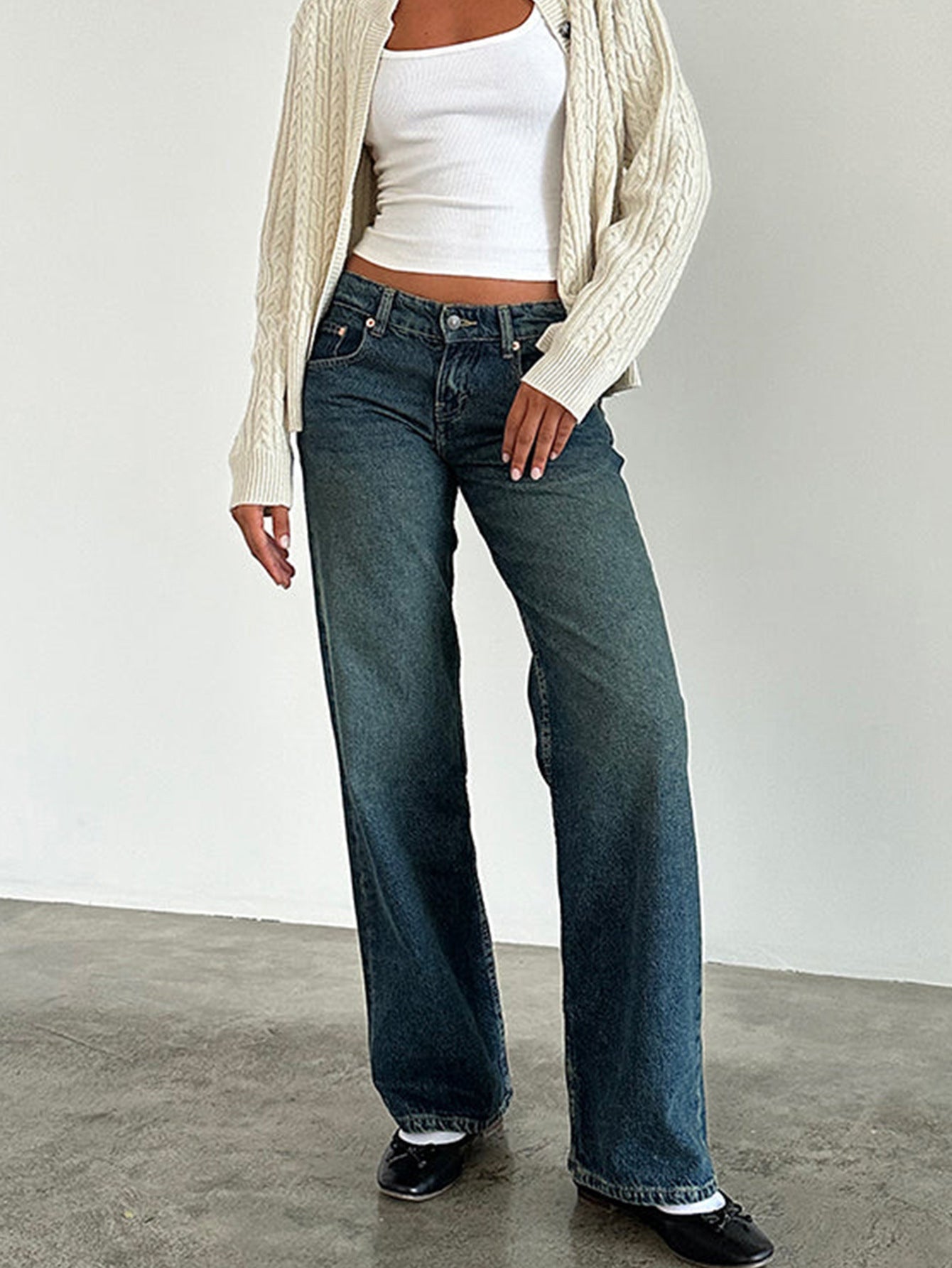 Amazon AliExpress TEMU New Cross-border Special for High Quality European and American Women Straight Tube Micro Horn Denim Pants